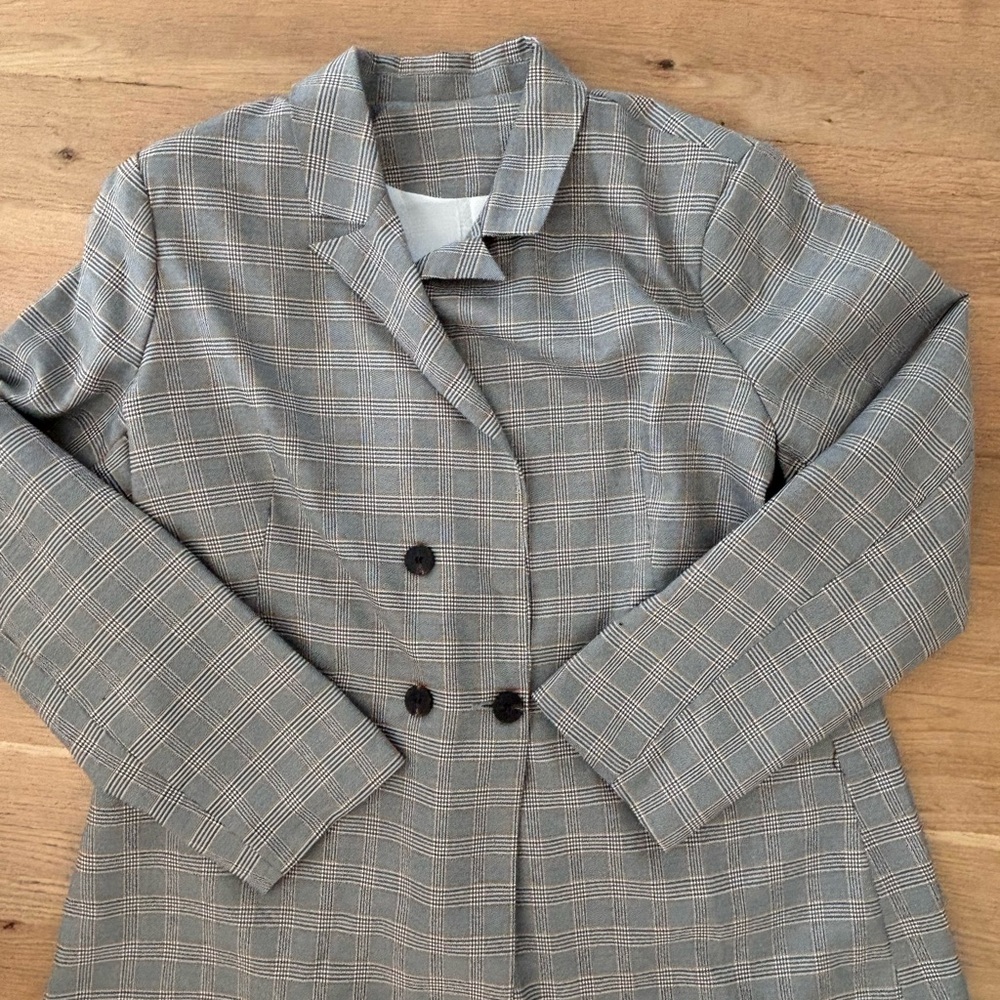 Plaid Double-Breasted Women's Jacket 2XL